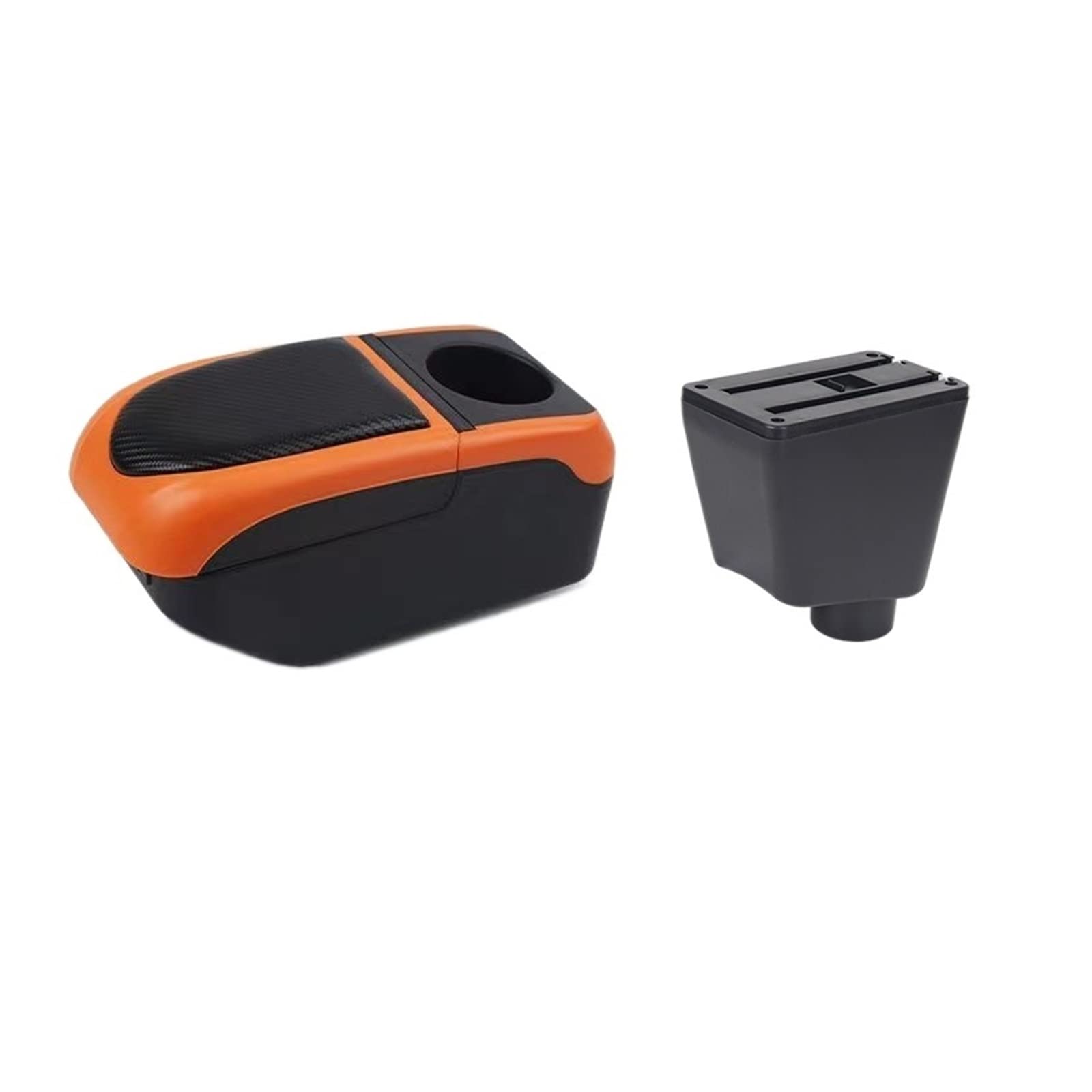 Kompatibel for Renault Clio 4 Armlehne Clio 3 III IV Auto Armlehnenbox Aufbewahrungsbox Getränkehalter Aschenbecher USB Autozubehör(Black-orange) von BAABLIY