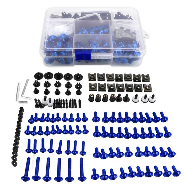 BABEGIM Komplette Verkleidungsschrauben-Sets, Schrauben, Muttern, universell for GSXR 600 GSX-R 1000 K1 K2 K3 K4 K5 K6 K7 K8 K9 GSXR750 Zubehör(Blue 1 Box) von BABEGIM