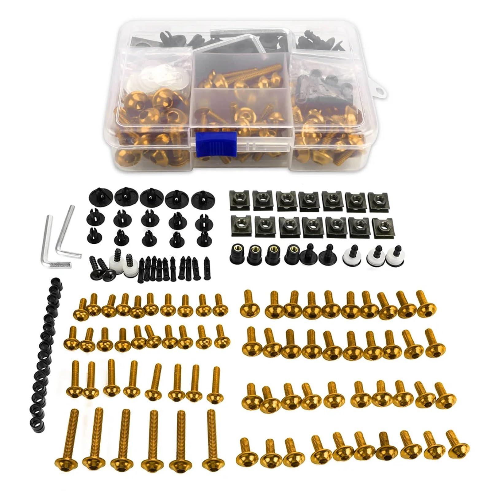 BABEGIM Komplette Verkleidungsschrauben-Sets, Schrauben, Muttern, universell for GSXR 600 GSX-R 1000 K1 K2 K3 K4 K5 K6 K7 K8 K9 GSXR750 Zubehör(Gold 1 Box) von BABEGIM