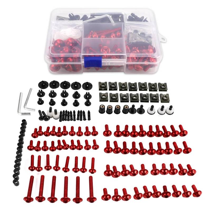 BABEGIM Komplette Verkleidungsschrauben-Sets, Schrauben, Muttern, universell for GSXR 600 GSX-R 1000 K1 K2 K3 K4 K5 K6 K7 K8 K9 GSXR750 Zubehör(Red 1 Box) von BABEGIM