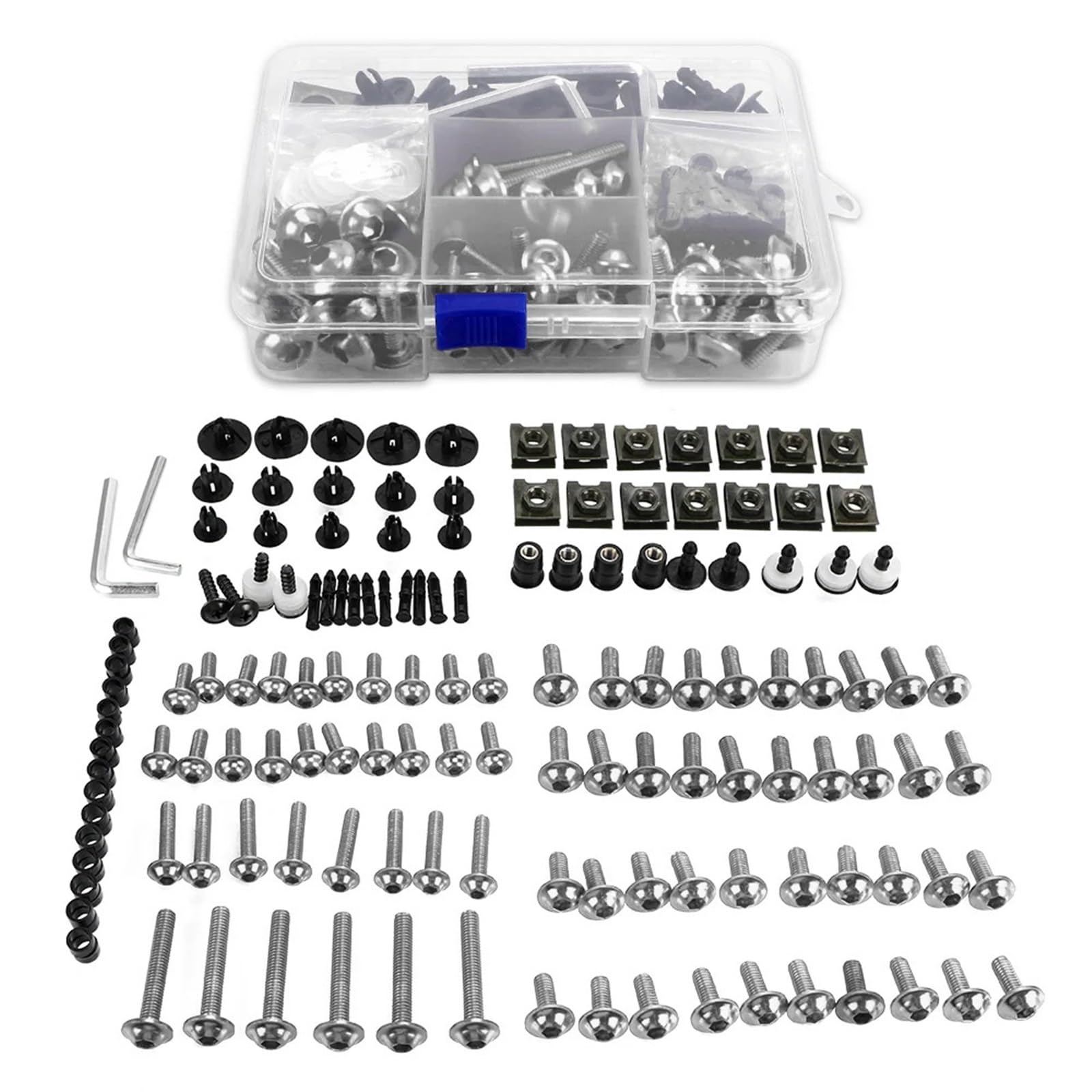 BABEGIM Komplette Verkleidungsschrauben-Sets, Schrauben, Muttern, universell for GSXR 600 GSX-R 1000 K1 K2 K3 K4 K5 K6 K7 K8 K9 GSXR750 Zubehör(Silver 1 Box) von BABEGIM