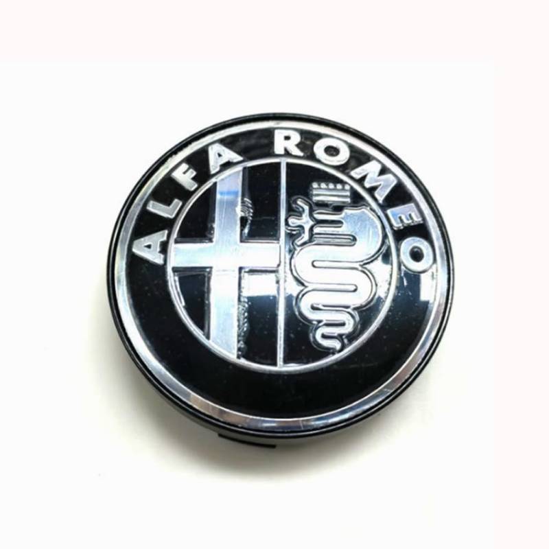 Nabendeckel für Alfa Romeo 147 2003-2010,Felgenkappen Auto Nabenkappen Radnabendeckel Radkappen Felgendeckel Wheel Caps,A-Black-60MM von BACZXSPO