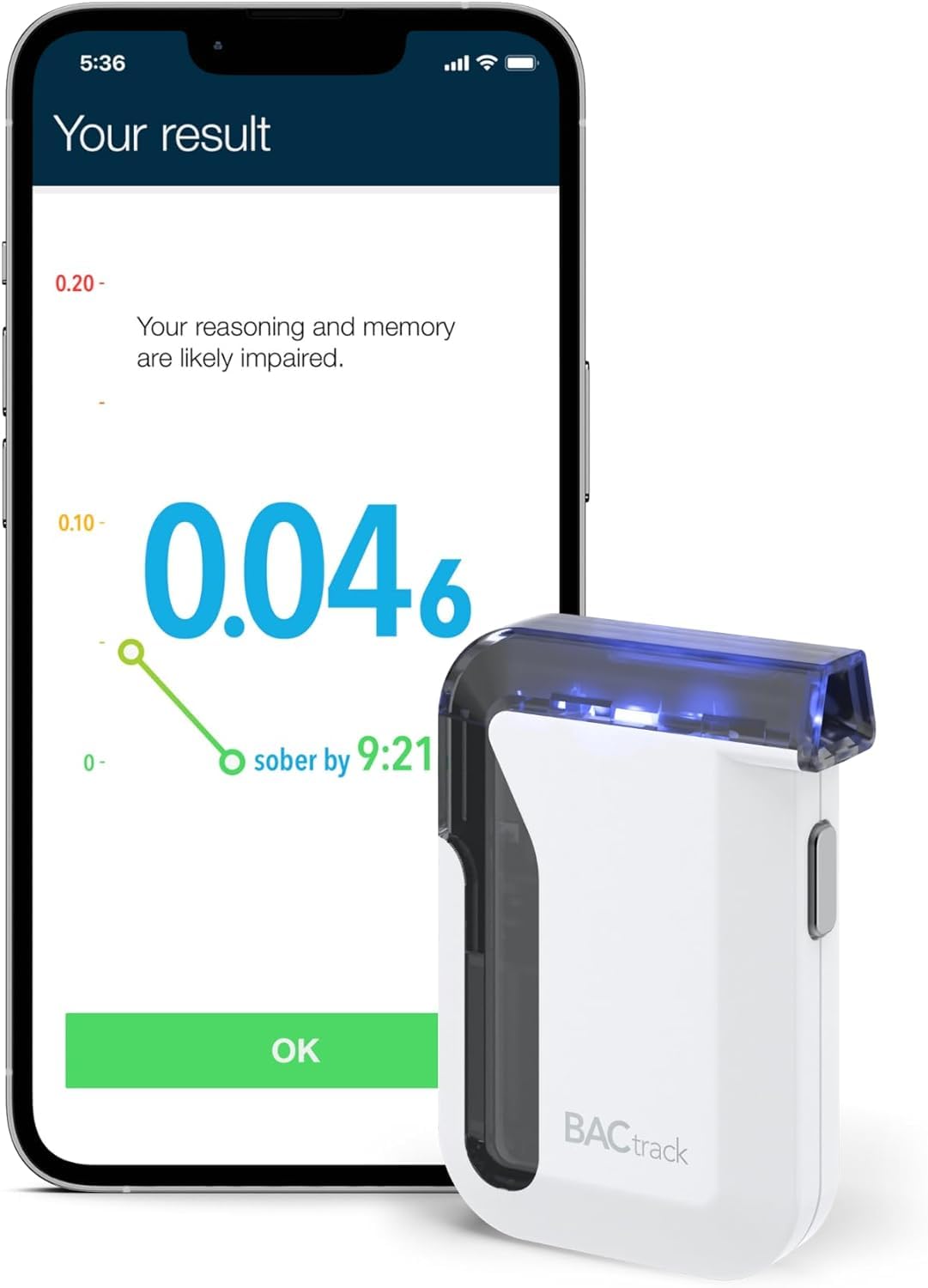 BACtrack Mobile Smartphone Alkoholtester | Professionelle Genauigkeit | Kabellose Konnektivität zu Apple iPhone, Google & Samsung Android Geräten | Apple HealthKit Integration von BACtrack