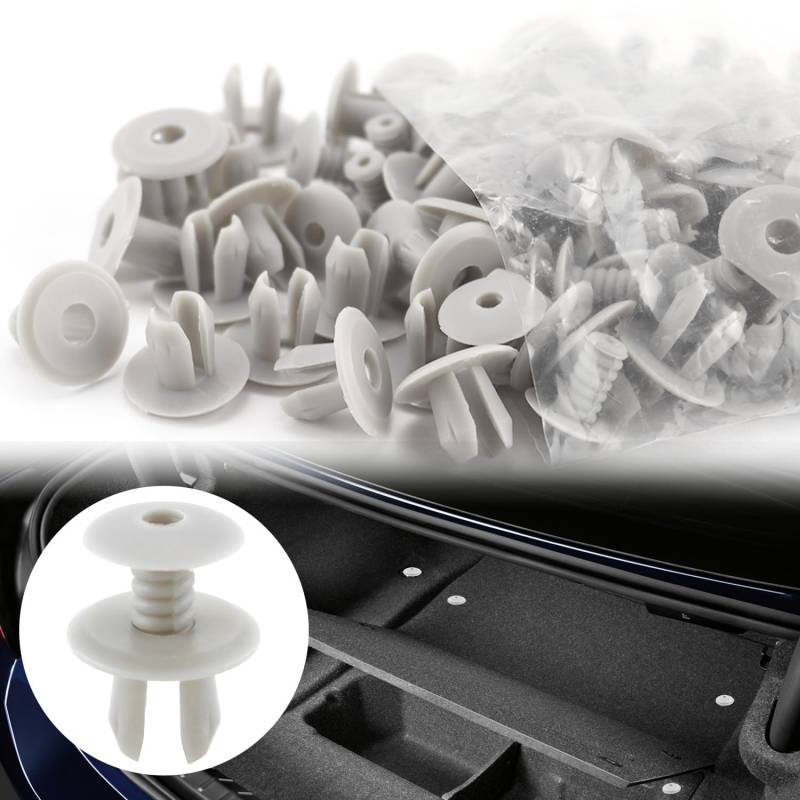 Auto Befestigungsclips Türverkleidung Clips Spreiznieten Kunststoff Door Trim Clips Kompatibel für VW T4 T5 passt 9mm Loch (Grau 50 Stück-701867299) von BAERTMY