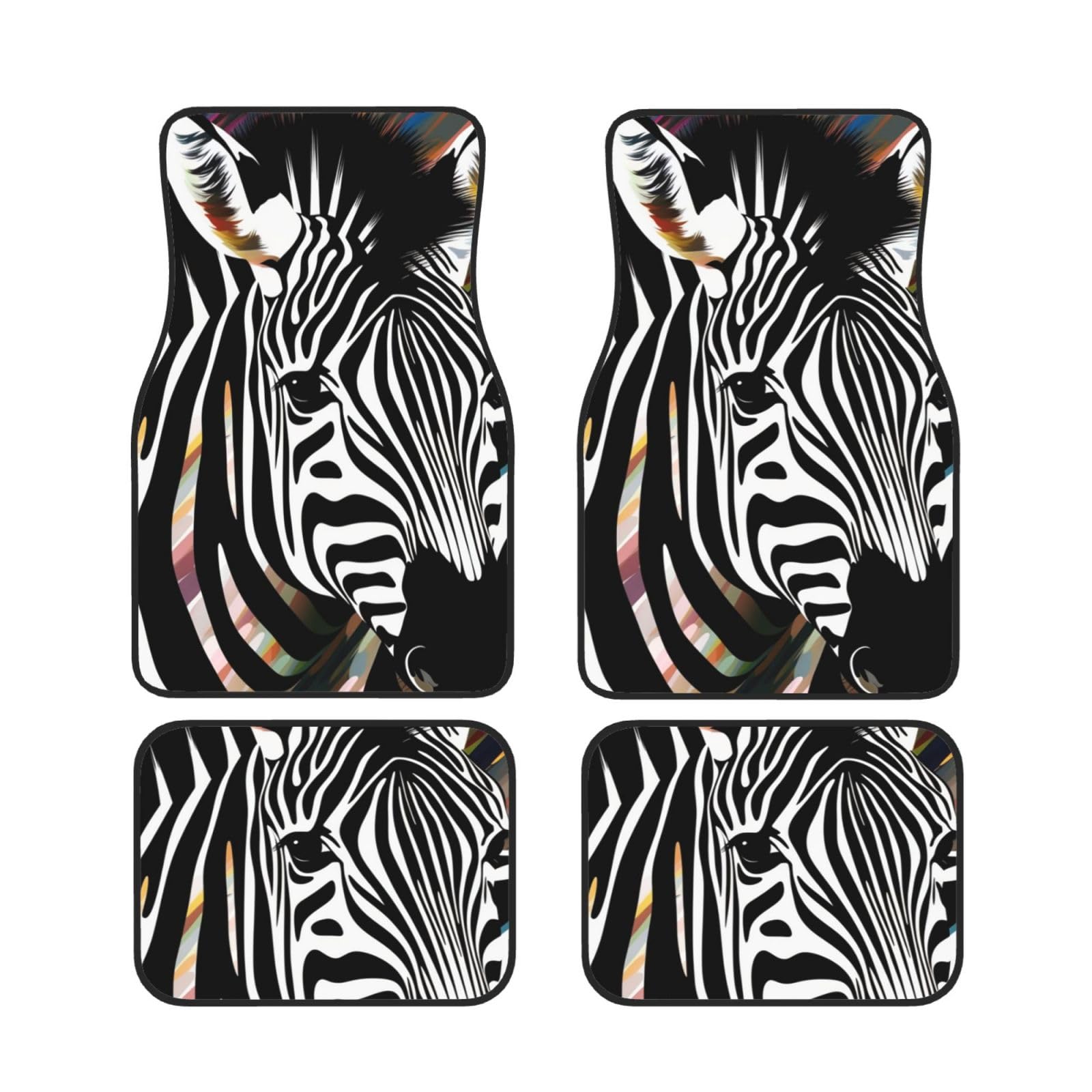 Abstrakte Tier Zebra gedruckt Auto Fußmatten Universal Auto Vorne Hinten Fußmatten Anti-Rutsch Auto Matte Set Von 4 Stück Für SUV Vans LKW von BAFAFA