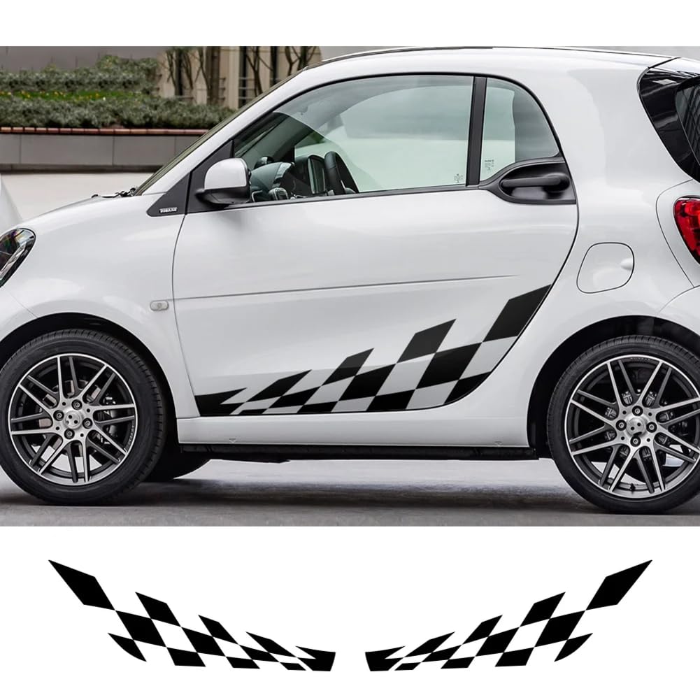 2 STÜCKE Autotür Seite Gitter Vinyl Film Aufkleber, für Mercedes Benz, für Smart, fortwo W453 W451 Racing Auto Body Decor Decal Zubehör von BAGELSEVEN