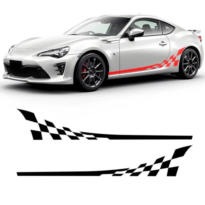 2 Stück Rallye Racing Sport Gitter Grafik Aufkleber Auto Tür Seitenstreifen Rock Aufkleber, für Toyota 86 Subaru BRZ Zubehör von BAGELSEVEN