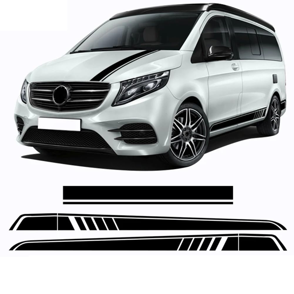 3 Stück Auto Motorhaube Aufkleber Seitenstreifen Rock Aufkleber, für Mercedes Benz V Klasse W447 Vito Viano 2014-heute AMG Zubehör von BAGELSEVEN