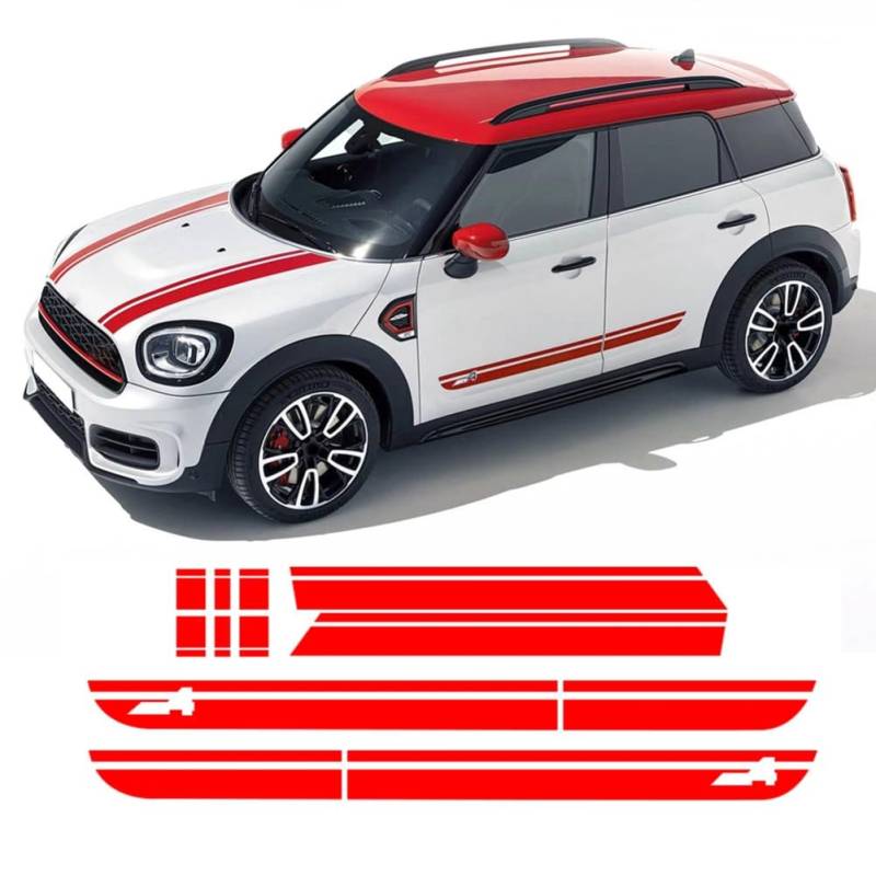 Auto Motorhaube Aufkleber Motorhaube Band Heck Kofferraum Body Kit Seitenstreifen Rock Aufkleber, für Mini Countryman F60 Cooper JCW Zubehör von BAGELSEVEN