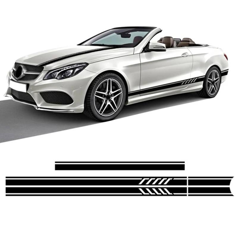 Auto Motorhaube Aufkleber Seitenstreifen Rock Aufkleber, für Mercedes Benz E-Klasse W212 S212 A207 C207 E63 AMG E200 E250 Zubehör von BAGELSEVEN