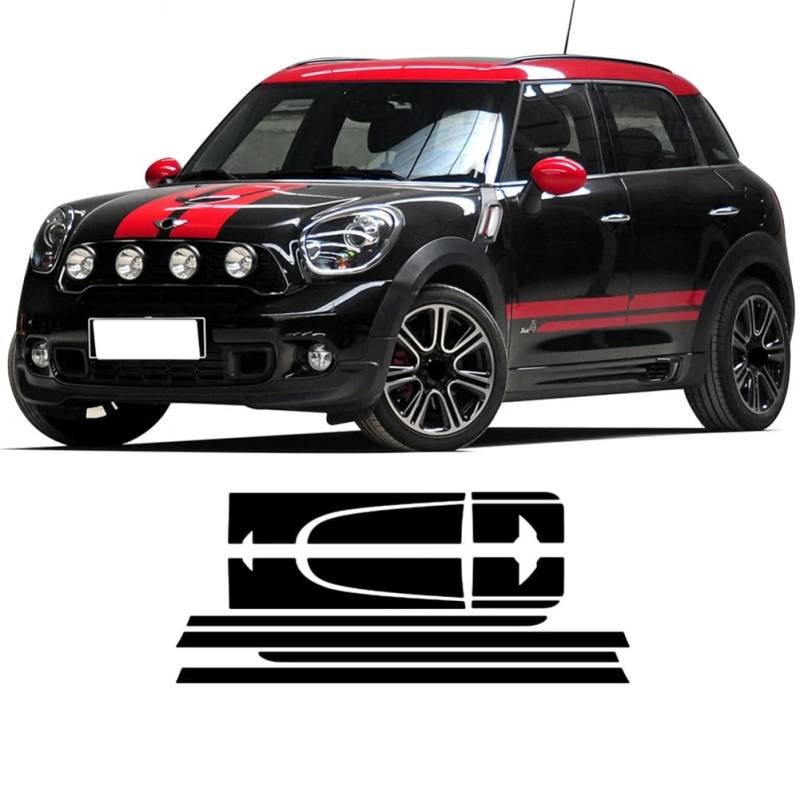 Auto Motorhaube Motorabdeckung Vinyl Kofferraum Heck Body Kit Aufkleber Seite Streifen Rock Aufkleber, für Mini Cooper Countryman R60 JCW Zubehör von BAGELSEVEN