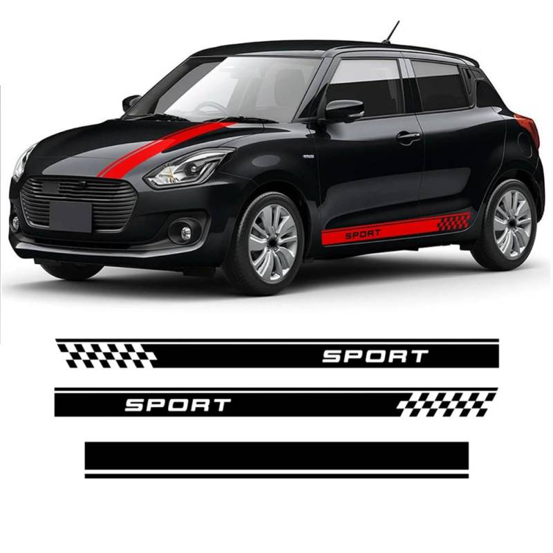 Auto Styling Tür Seitenstreifen Rock Aufkleber Auto Motorhaube Racing Body Kit Aufkleber, für Suzuki Swift Sport Zubehör von BAGELSEVEN