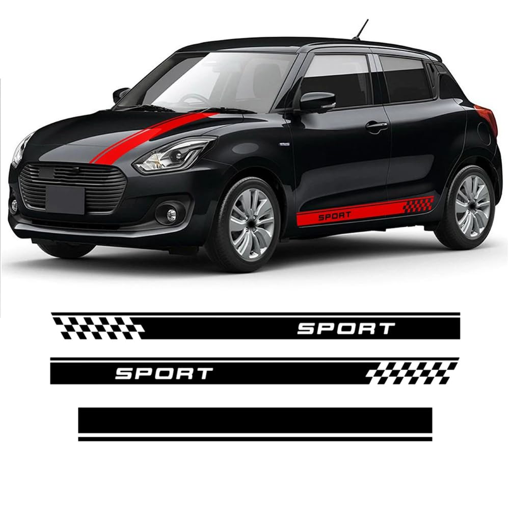 Auto Styling Tür Seitenstreifen Rock Aufkleber Auto Motorhaube Racing Body Kit Aufkleber, für Suzuki Swift Sport Zubehör von BAGELSEVEN