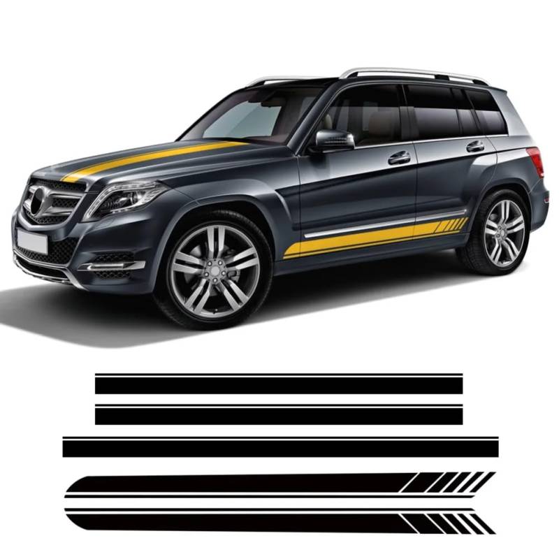 Car Style Tür Seitenschweller Motorhaube Streifen Aufkleber Kit, für Mercedes Benz GLE GLK ML Klasse AMG W164 W166 GLE350 GLE400 GLK350 ML350 von BAGELSEVEN