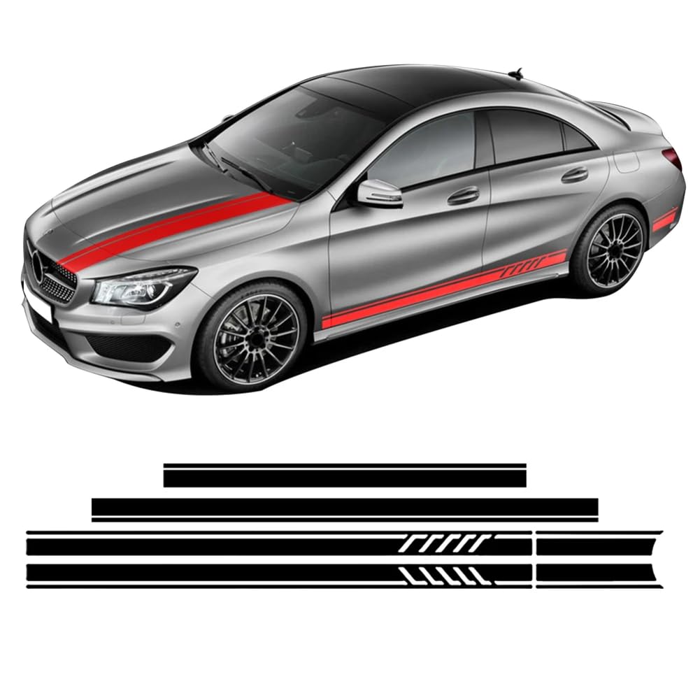 Seitenstreifen Rock Aufkleber Auto Motorhaube Dach Kofferraum Aufkleber, für Mercedes Benz CLA Klasse W117 C117 X117 C118 X118 CLA45 35 von BAGELSEVEN