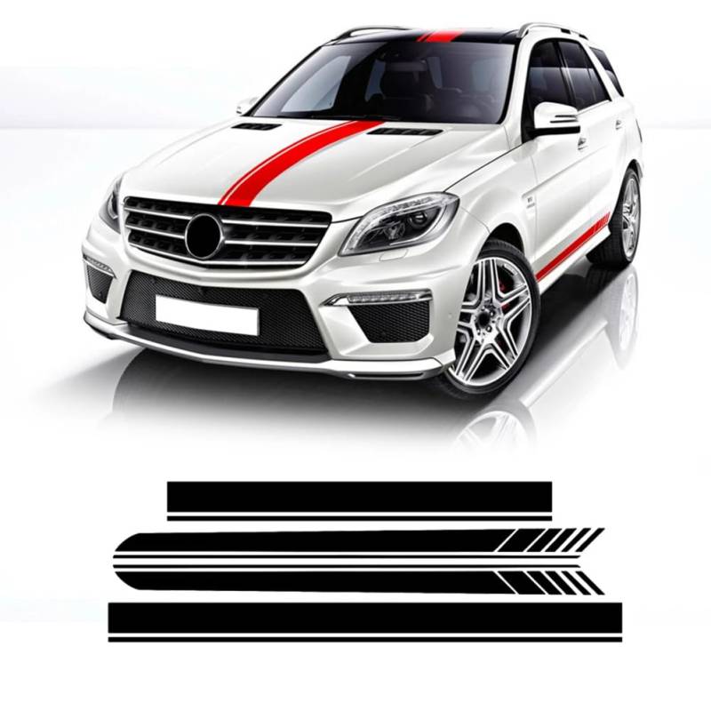 Tür Seitenstreifen Rock Aufkleber Auto Motorhaube Kofferraum Body Kit Aufkleber, für Mercedes Benz ML Klasse W163 W164 W166 ML63 AMG ML320 ML350 von BAGELSEVEN