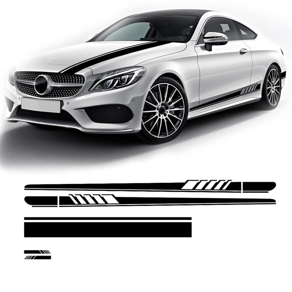 Tür Seitenstreifen Rock Aufkleber Rückspiegel Vinyl Auto Motorhaube Aufkleber, für Mercedes Benz A C E GLA CLA Klasse AMG W204 W205 C63 A45 von BAGELSEVEN