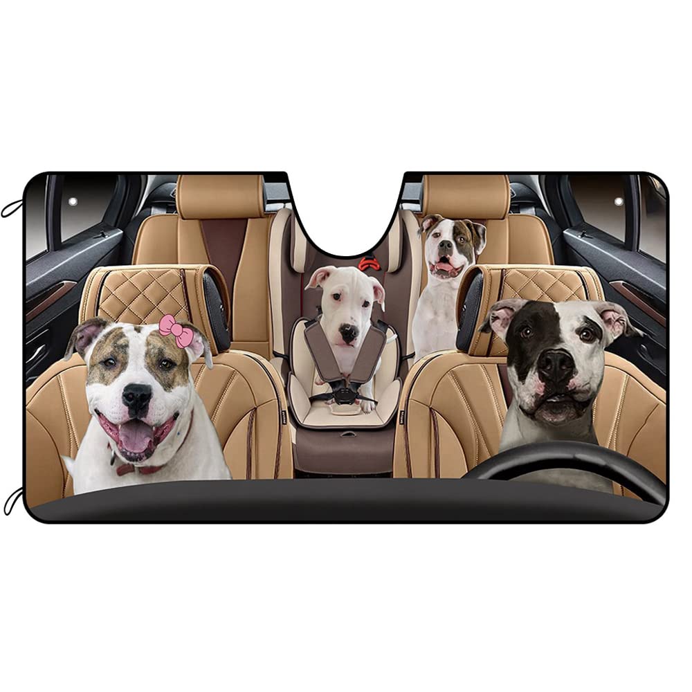 BAGEYOU Auto Front Windschutzscheibe Sonnenschutz American Bulldog Family Fahrzeug Sonnenschutz UV Strahlen Reflektor Sonnenschutz Sonnenschutz Visier, halten Fahrzeug kühl, 130 x 68 cm von BAGEYOU