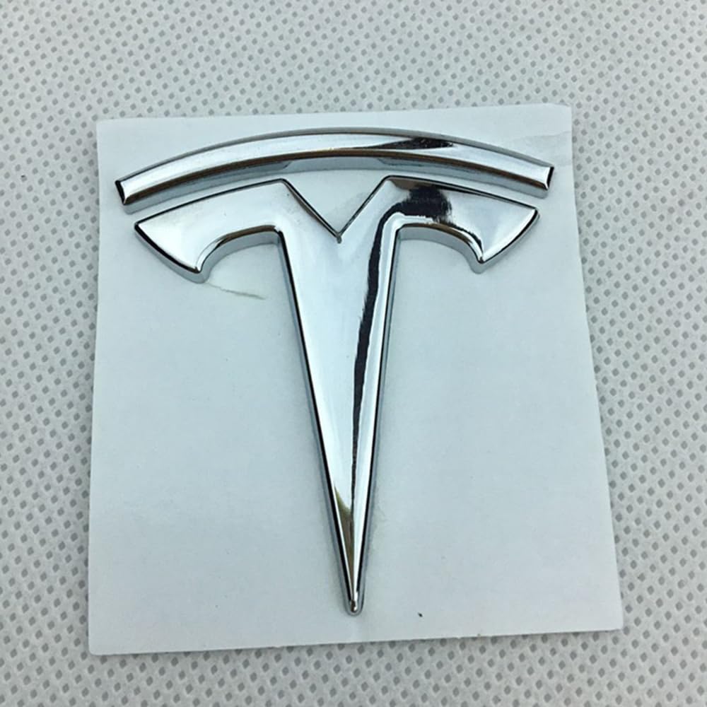 Auto Seitenkotflügel Heckkoffer Aufkleber für Tesla Model 3 Model X Model S Y 3D Metall Kofferraum Aufkleber Emblem Dekorieren Styling Zubehör,Silver von BAHELS