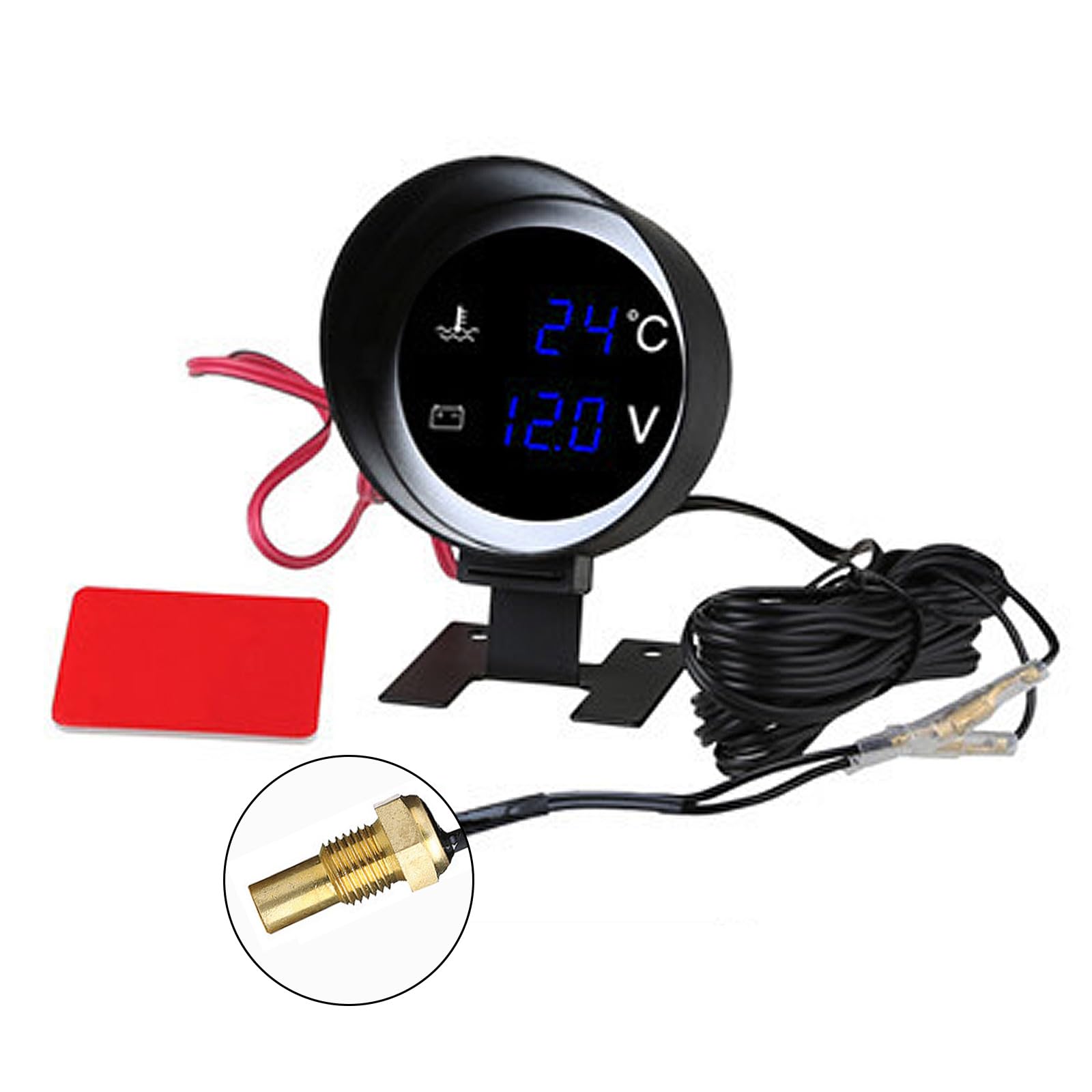 BAHJKASD LEDVoltmeter Wassertemperaturanzeige Meter 2in1 Fahrzeuge Digitalanzeige Für 12V/24V PKW LKW Mit von BAHJKASD