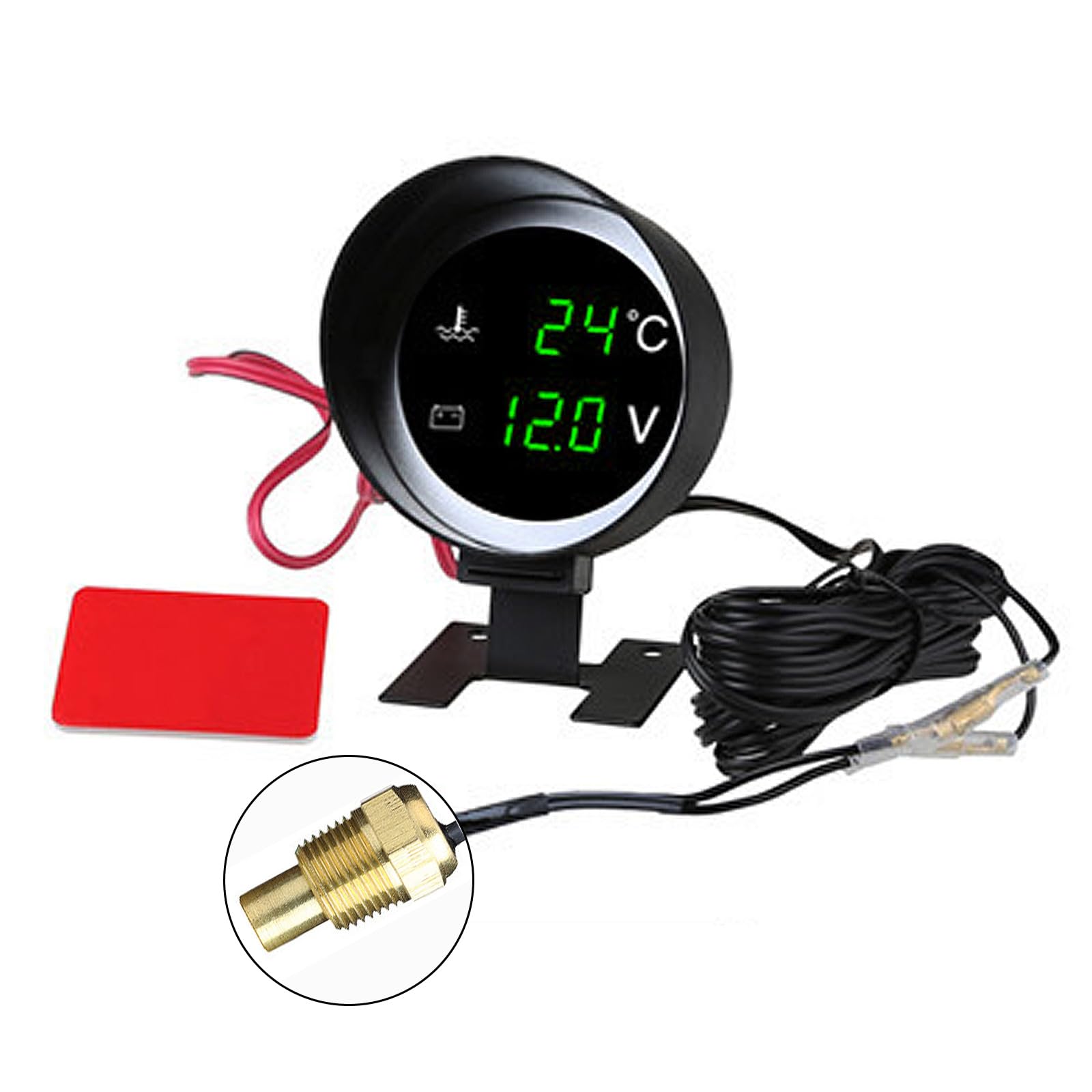 BAHJKASD LEDVoltmeter Wassertemperaturanzeige Meter 2in1 Fahrzeuge Digitalanzeige Für 12V/24V PKW LKW Mit von BAHJKASD