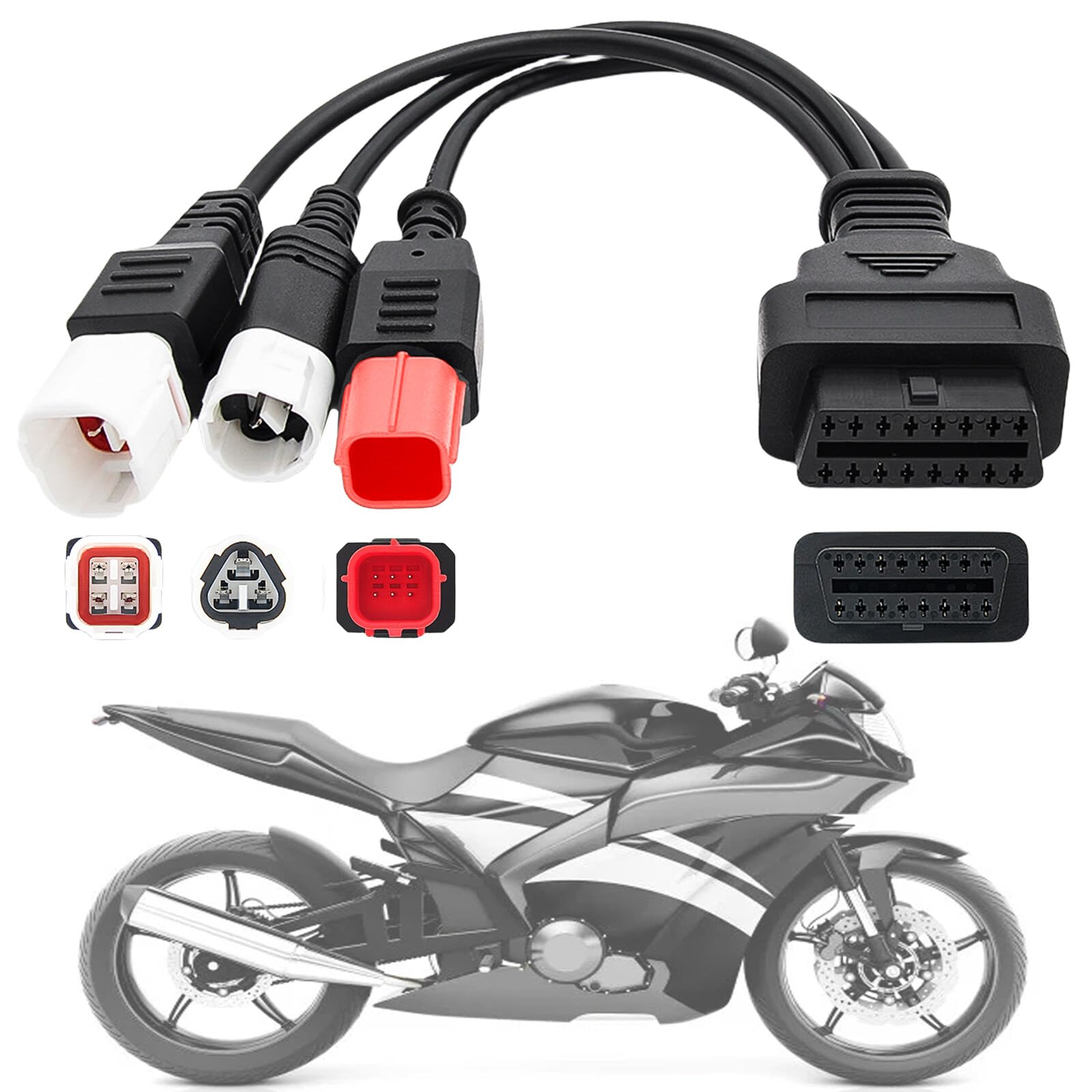 OBD2 Diagnosekabel, 3 4 6 Pin Adapte Kabel OBD-II Motorsystem, OBD2 Verlängerungskabel, OBD Fehlercodeleser Adapter, Motorrad OBD-II Motorsystem Diagnosewerkzeuge, Motorradteile von BAIFULAI