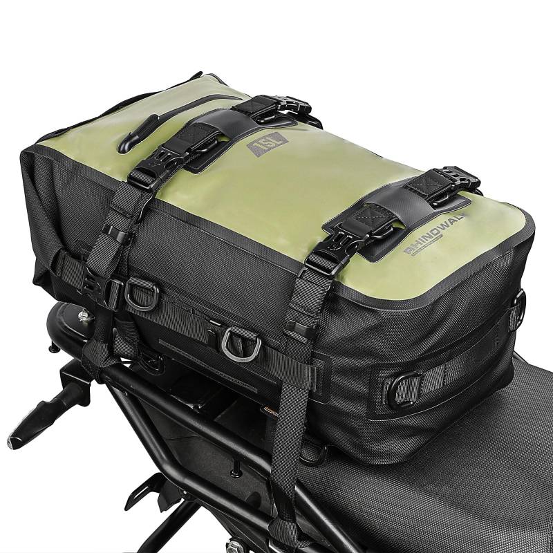 BAIGIO 15L Motorrad Rucksack Hecktasche Wasserdicht Motorrad Sitztasche Satteltasche Moped Gepäcktasche Kombinierbare Heck Tasche Motorradtasche für Reise, Armee-Grün von BAIGIO