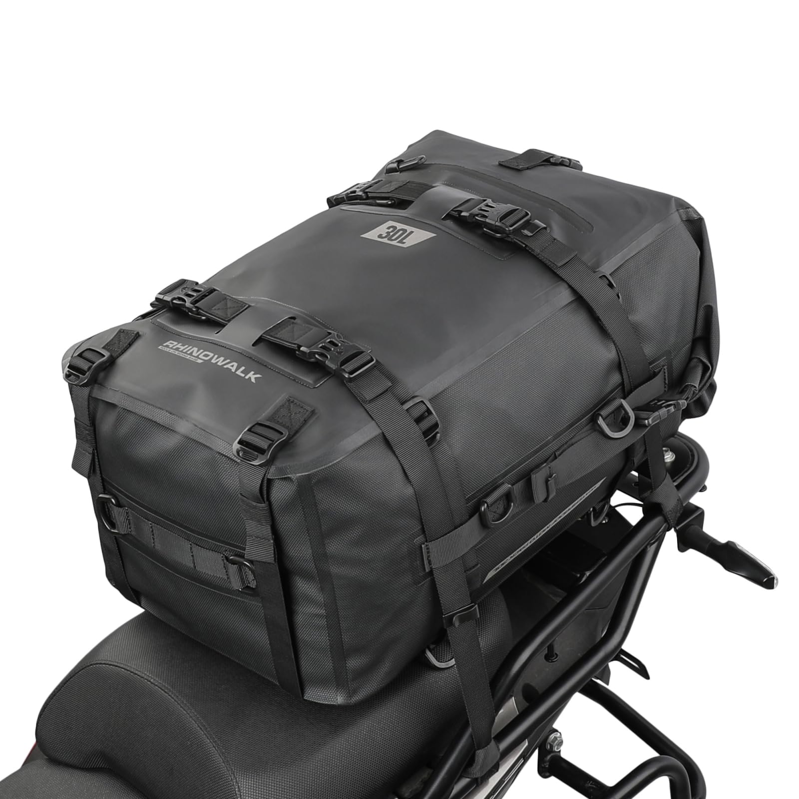 BAIGIO 30L Motorrad Rucksack Hecktasche Wasserdicht Motorrad Sitztasche Satteltasche Moped Gepäcktasche Kombinierbare Heck Tasche Motorradtasche für Reise, Schwarz von BAIGIO