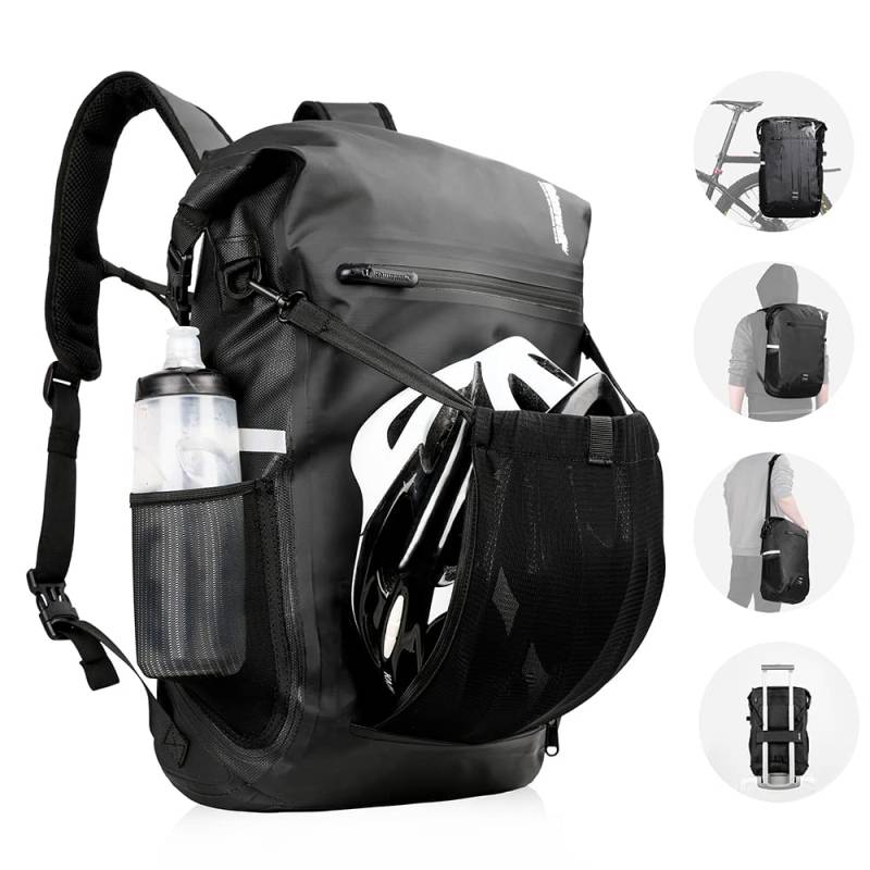 BAIGIO 3-in-1 Multifunktional Fahrradtasche für Gepäckträger Wasserdicht Gepäckträgertasche Fahrrad Seitentasche 22-25L Tasche Gepäcktasche Rucksack Umhängetasche Reisetasche mit Helmnetz & Laptopfach von BAIGIO