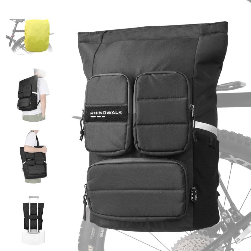 BAIGIO Multifunktionale Fahrradtasche Rucksack für Gepäckträger Hinten Gepäckträgertasche 25L Fahrrad Seitentasche wasserdichte Laptop Tasche Gepäcktasche Umhängetasche Schultertasche Handtasche von BAIGIO