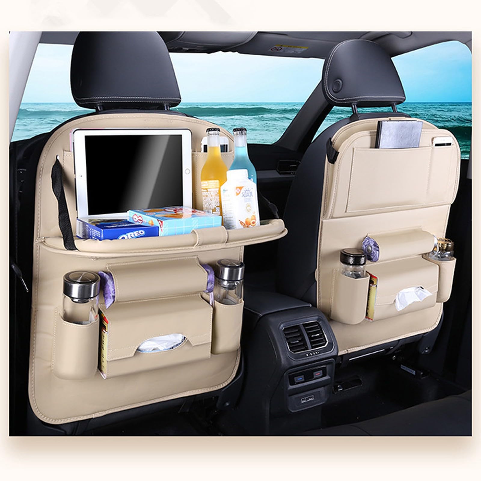 BAITUB Autositz Organizer für BMW 5 Series Auto Organizer Kinder Autositz Rücksitz Organizer Autositz Organizer mit Faltbarer Tischschale Leder Rücksitz Protecteur (Color:B) von BAITUB