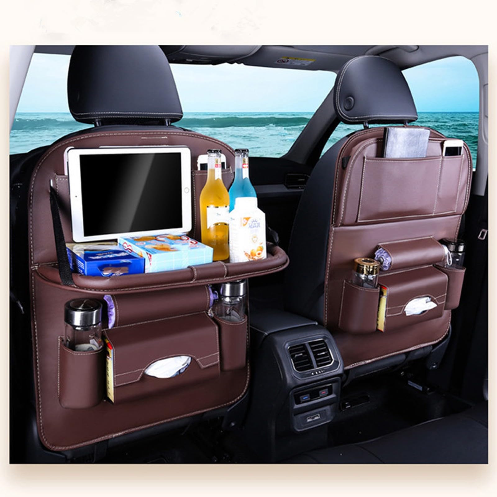 BAITUB Autositz Organizer für BMW 5 Series Auto Organizer Kinder Autositz Rücksitz Organizer Autositz Organizer mit Faltbarer Tischschale Leder Rücksitz Protecteur (Color:Z) von BAITUB