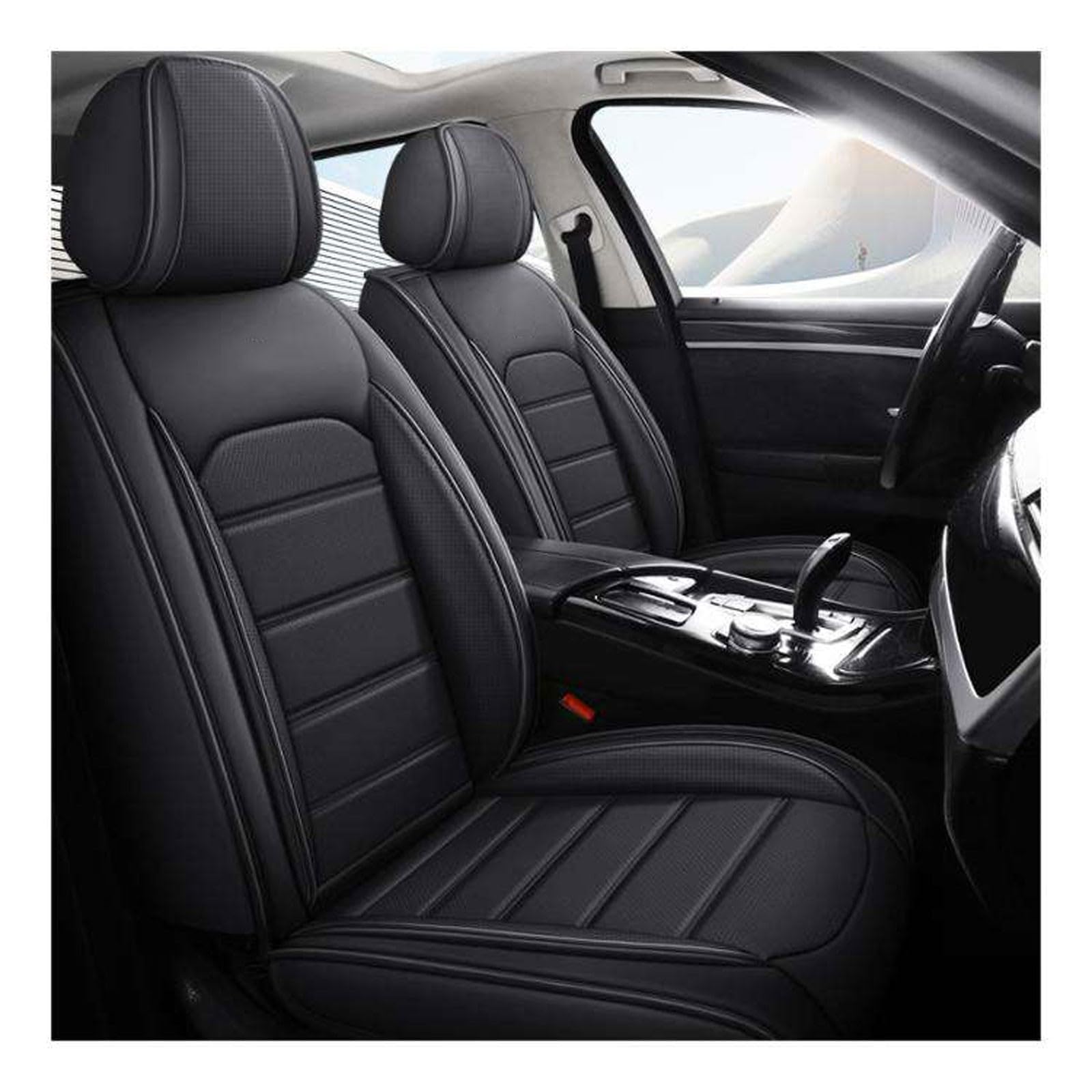 BAITUB Sitzbezüge Auto für 𝖬𝗂𝗇𝗂 𝖢𝗈𝗈𝗉𝖾𝗋 Countryman Leder Autositzbezüge Set Komplettset Autositzschoner Sitzschoner Auto kompatibel mit Seitenairbags von BAITUB