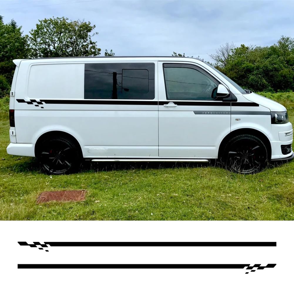 2 STÜCKE Auto Aufkleber, für VW Transporter T4 T5 T6 Camper Van Seite Racing Streifen Grafik Vinyl Aufkleber Auto Zubehör von BAKRSYT