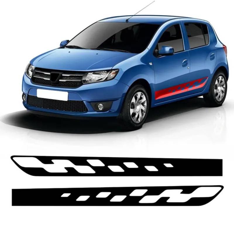 2 Stück Autotür-Seitenstreifen-Rock-Aufkleber, Rennsport-Karosserie-Vinylaufkleber, für Renault Dacia Sandero 2 Stepway RS Zubehör von BAKRSYT