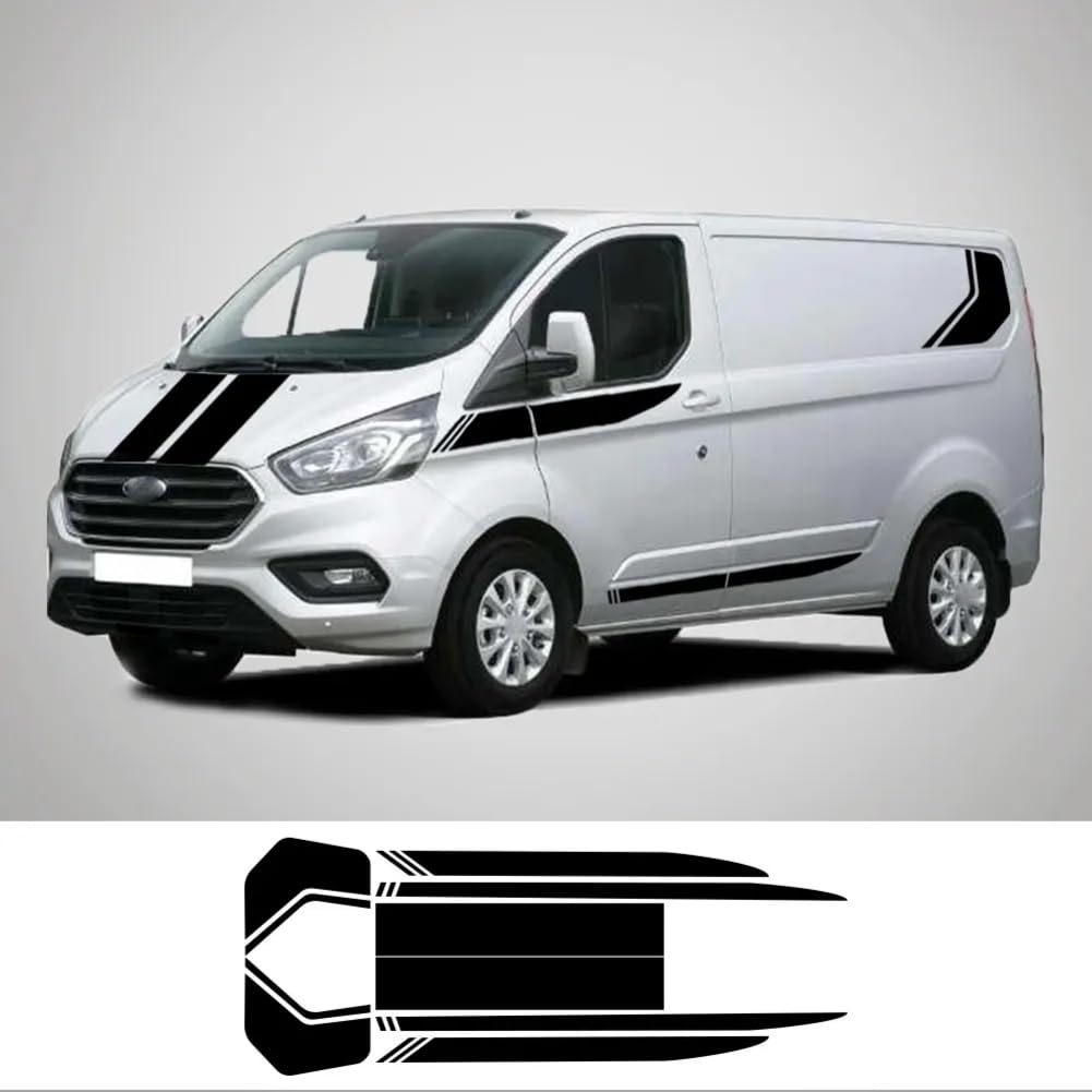 2 Teile/Los Auto Aufkleber, für Ford Transit Tourneo Custom MK7 MK8 MK9 Sport Stripe KIT Van Vinyl Aufkleber Tuning Auto Zubehör von BAKRSYT