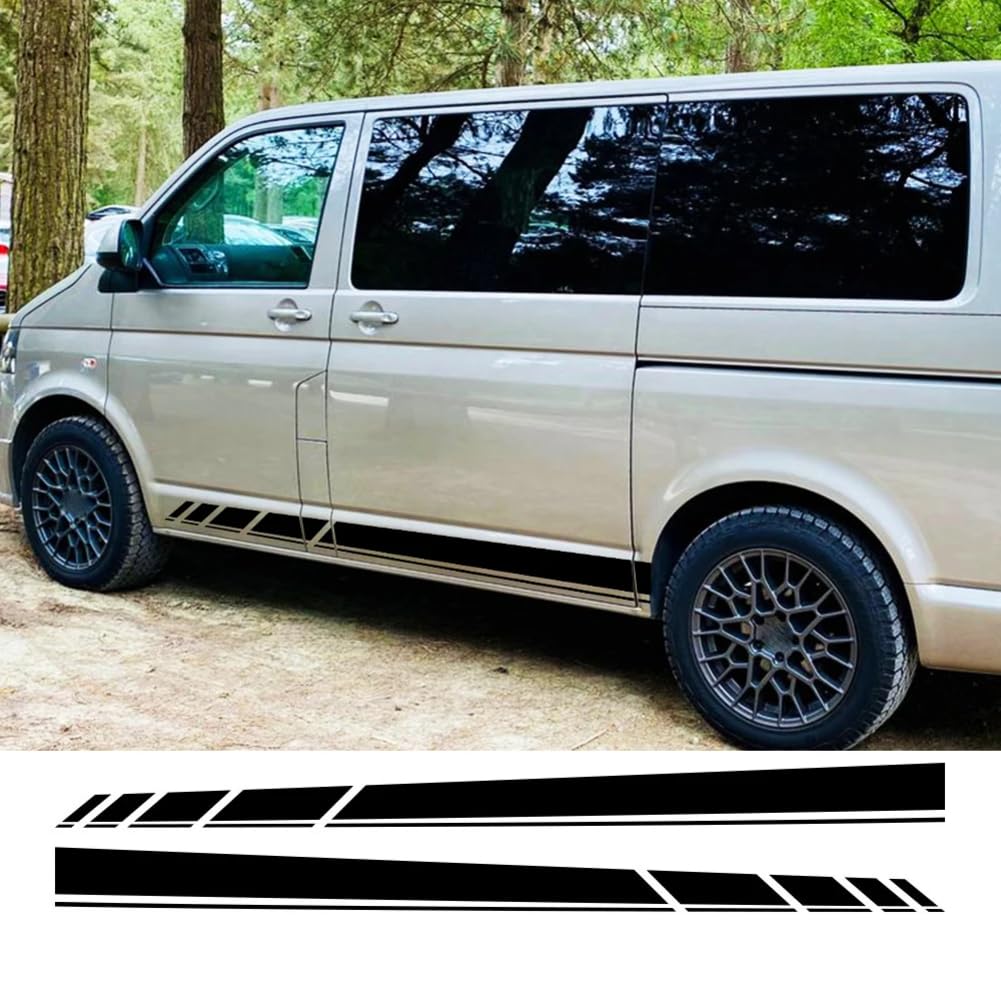 2PCS Auto Tür Seite Aufkleber, für VW Transporter T3 T4 T5 T6 Camper Van Long Line Graphics Vinyl Aufkleber Zubehör von BAKRSYT