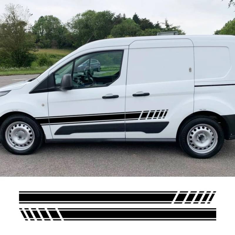 2Pcs Auto Tür Seite Aufkleber, für Ford Transit Connect Camper Van Linie Grafik Styling Vinyl Dekor Aufkleber Auto Tuning Zubehör von BAKRSYT