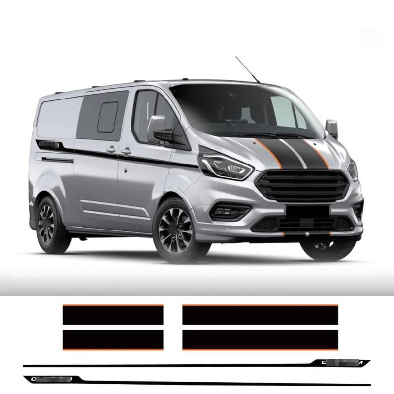 6 Teile/Los Auto Motorhaube Seite Hecktür Aufkleber, für Ford Transit Tourneo Custom Camper Van Sport Vinyl Aufkleber Tuning Auto Zubehör von BAKRSYT