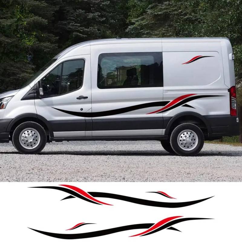 Auto Aufkleber Wohnmobil Streifen Camper Van Grafik Sport Vinyl Aufkleber Auto Tuning Zubehör, für Ford Transit MK8 2014-2021 von BAKRSYT