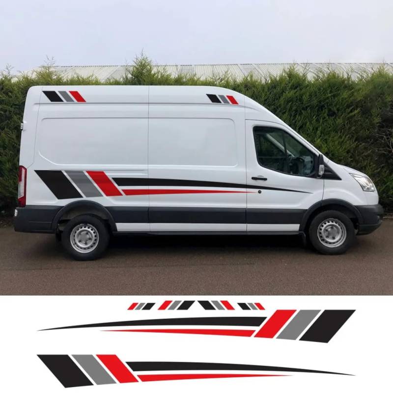 Auto Karosserie Seite Aufkleber, für Ford Transit MK8 2014-2021 Grafik Streifen Camper Van Grafik Sport Vinyl Aufkleber Tuning Zubehör von BAKRSYT