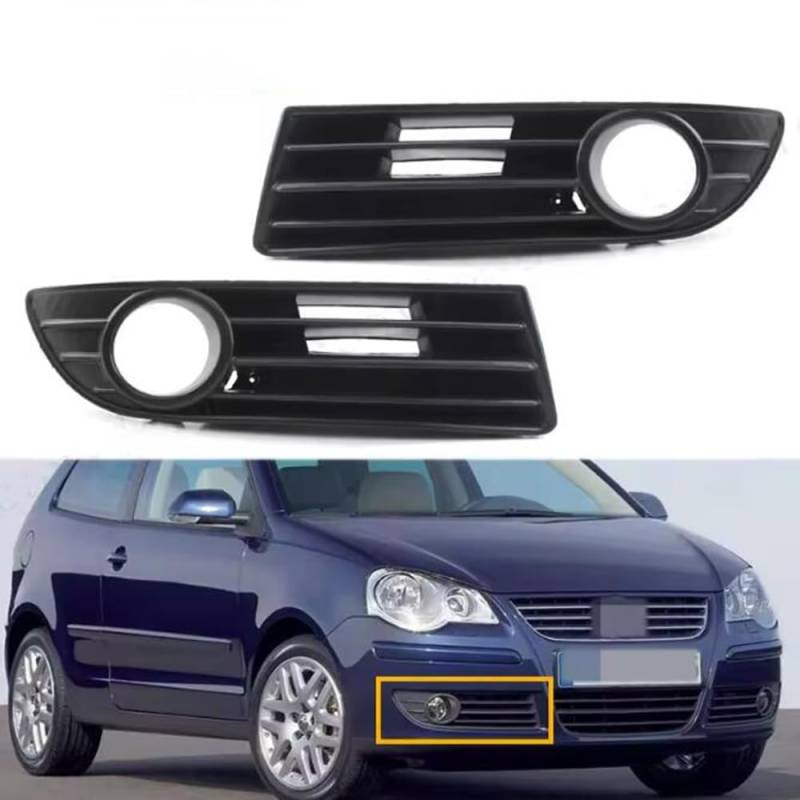 2 Stück Auto Front Stoßstange Nebels Chein Werfer Abdeckung Untere Nebels Chein Werfer Kühlergrill 6Q0853666G 6Q0853665E Für VW Polo 2006-2009 von BAKUGO