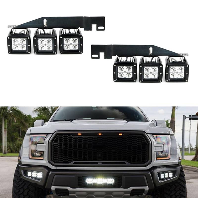 BAKUGO 6 Stück Frontstoßstange 18W Nebelscheinwerfer Mit Halterungen Set Für Ford F150 SVT Raptor Truck 2017 2018 2019 2020 von BAKUGO