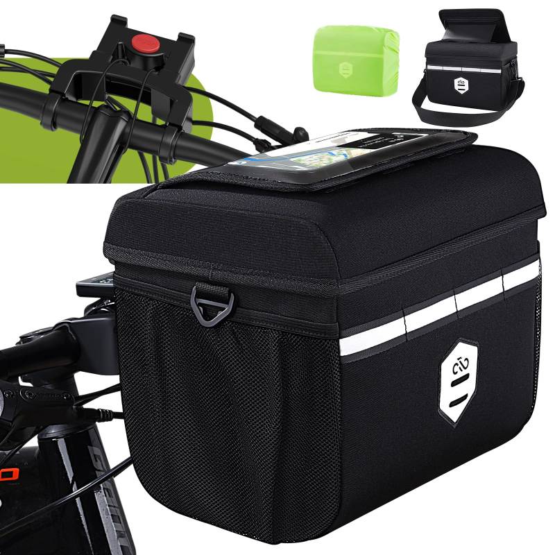 BALITTA 8L Lenkertaschen Fahrrad mit lenkeradapter für Fahrrad und ebike, fahrradtasche Lenker wasserdicht fahrradkorb vorne zubehör mit handyhalterung, Touchscreen und Abnehmbarer Schultergurt, G51 von BALITTA