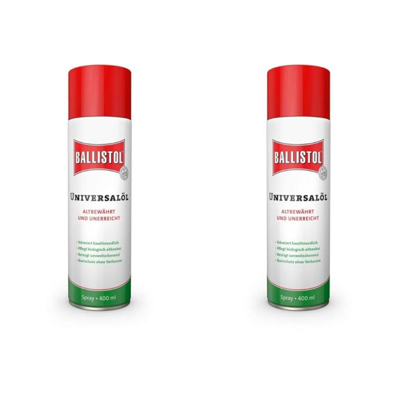 BALLISTOL 21810 Universalöl - Rostschutz, Schmieröl, Pflegemittel und Reinigungsmittel - 400 ml Spray (Packung mit 2) von BALLISTOL