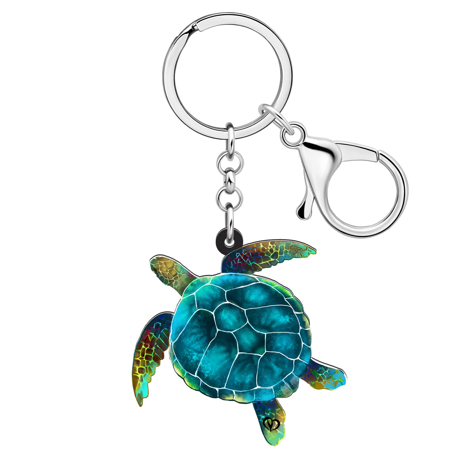 BAMAY Acryl Meer Schildkröte Schlüsselanhänger Geldbörse Auto Ozean Tiere Schmuck Meer Schildkröte Geschenke für Frauen Mädchen Sommer Charms (Blau) von BAMAY