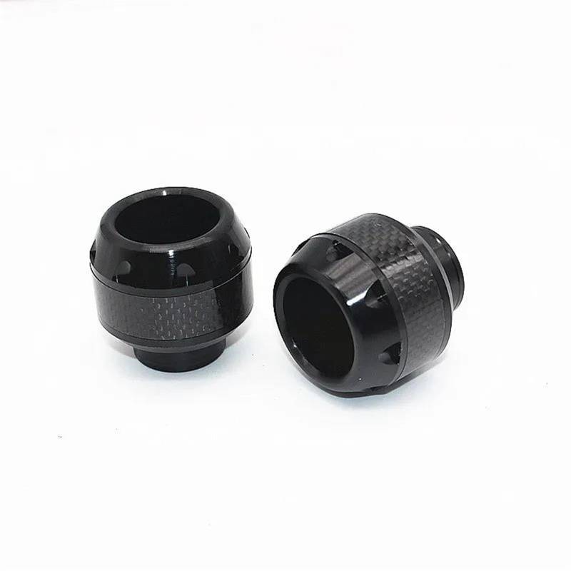 Universal Rahmenschieber Aluminiumlegierung Motorrad-Vorderradgabel-Cup Falling Crush Protector Kohlefaser Für Motorrad-Roller(Black) von BANBE