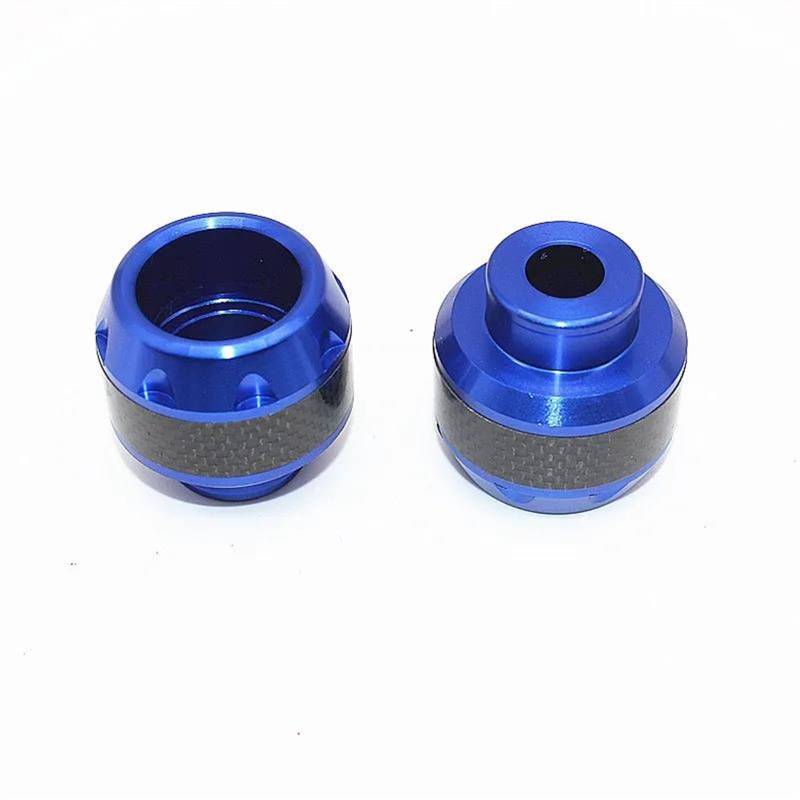 Universal Rahmenschieber Aluminiumlegierung Motorrad-Vorderradgabel-Cup Falling Crush Protector Kohlefaser Für Motorrad-Roller(Blue) von BANBE