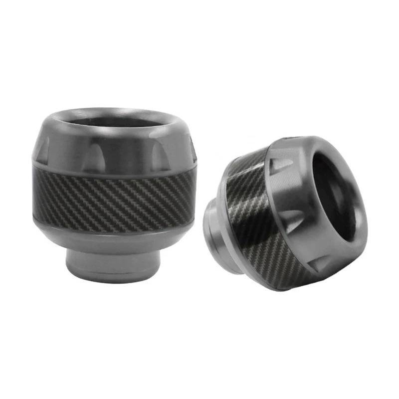 Universal Rahmenschieber Aluminiumlegierung Motorrad-Vorderradgabel-Cup Falling Crush Protector Kohlefaser Für Motorrad-Roller(Gray) von BANBE