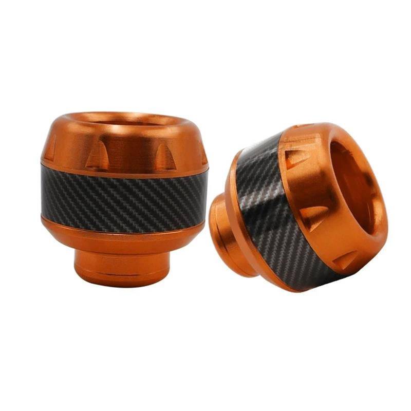 Universal Rahmenschieber Aluminiumlegierung Motorrad-Vorderradgabel-Cup Falling Crush Protector Kohlefaser Für Motorrad-Roller(Orange) von BANBE